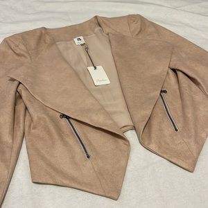 VICI Shimmery Velvet Blazer Ivory/Pink size small